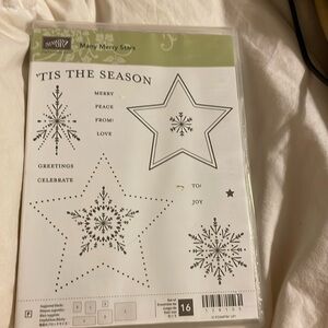 Stampin Up "MANY MERRY STARS" Stamp Set - Stamps Starburst / Snowflakes New